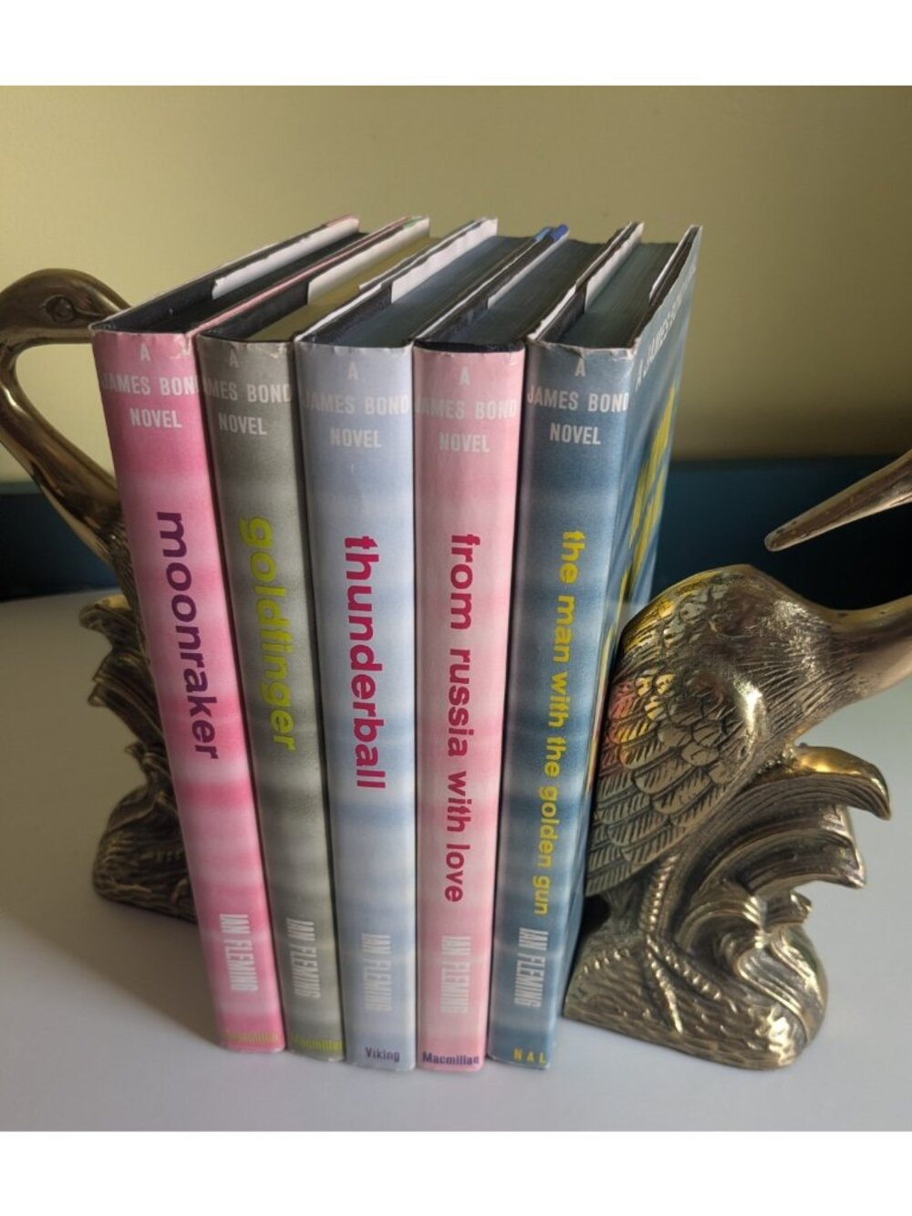 Lot 5 Vintage Ian Fleming Books, HCDJ James Bond BCE Moonraker, Thunderball Etc.